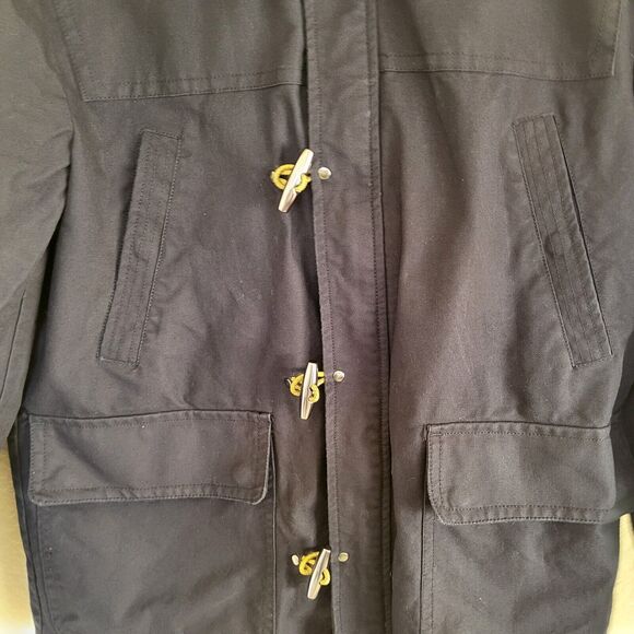 H&M Hooded Jacket Womens Size 42R Navy Heavyweight Barn Jacket Utility Jacket - Picture 4 of 10